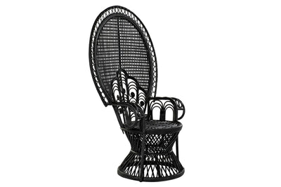 POLYESTER RATTAN ARMCHAIR 96X66X140 BLACK