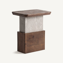 Charger l'image dans la galerie, Mango wood/grey marble side table