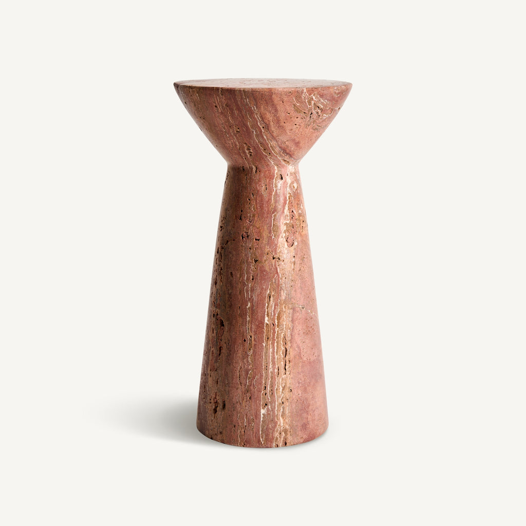 Red Travertine Side Table