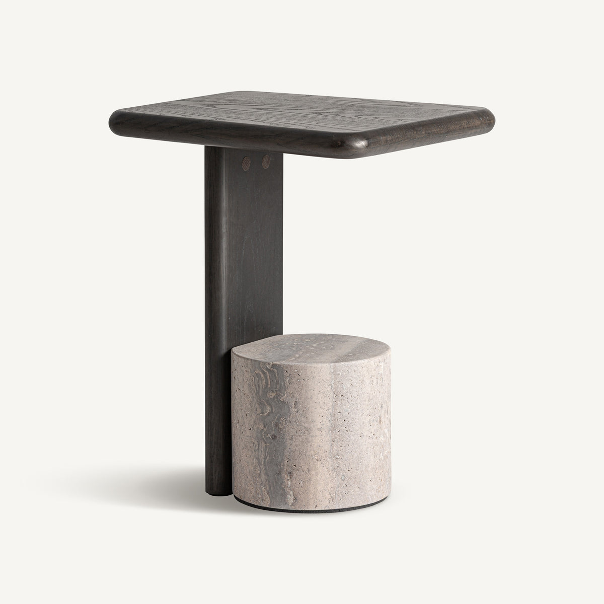 Travertine Grey/Ash Wood Side Table