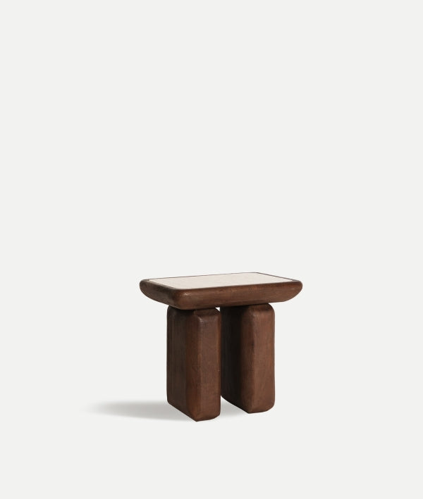 Mango/Travertine Side Table