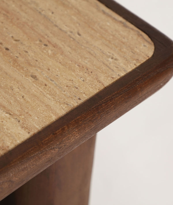 Mango/Travertine Side Table