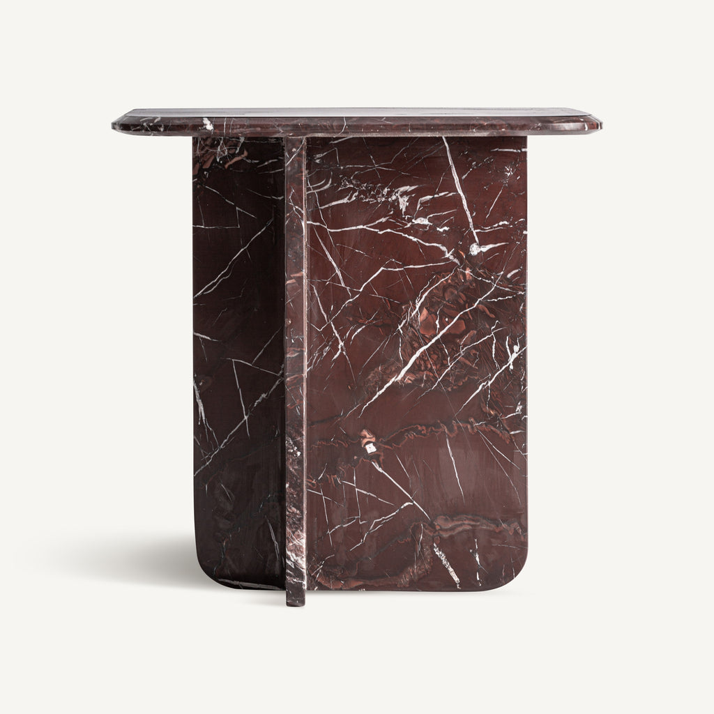 Rosso Levanto Marble Side Table
