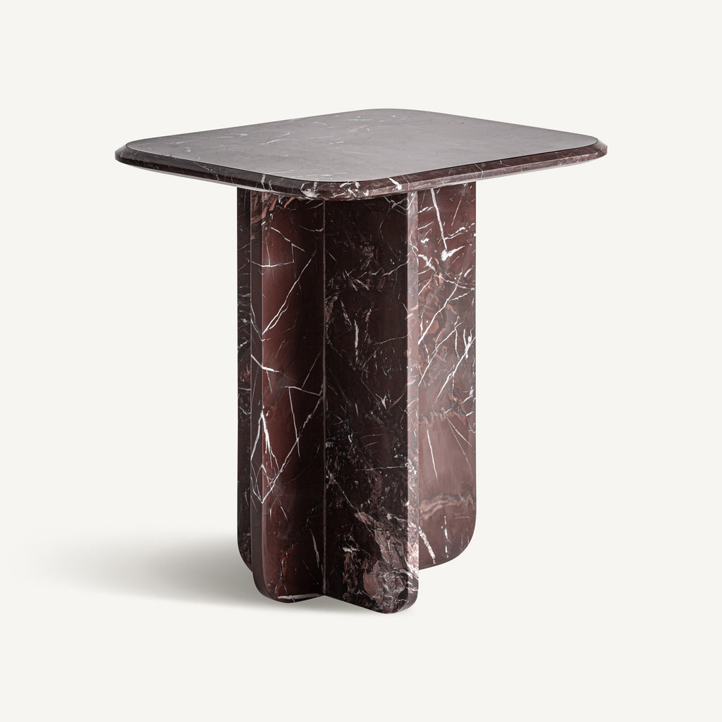 Rosso Levanto Marble Side Table