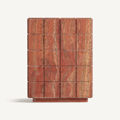 Terracotta travertine tile side table