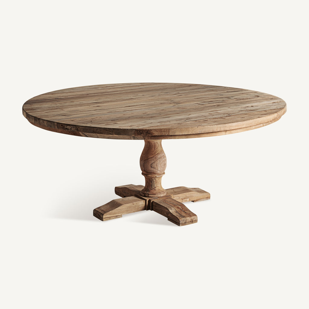 Railwood round solid table