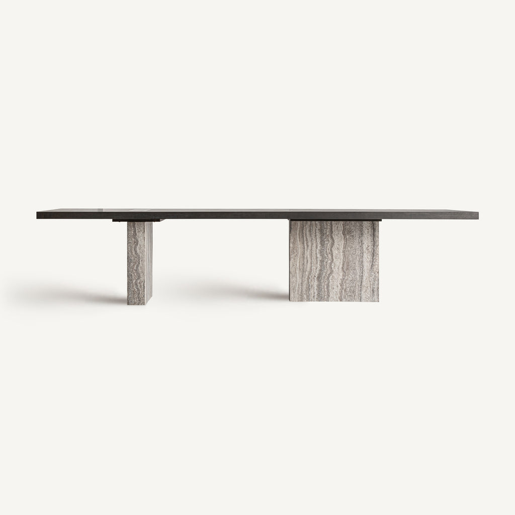 Travertine Grey/Ash Wood Dining Table