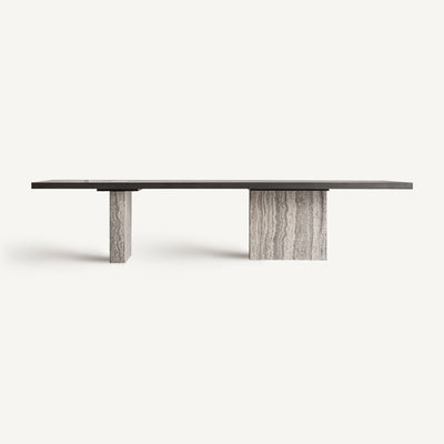 Travertine Grey/Ash Wood Dining Table