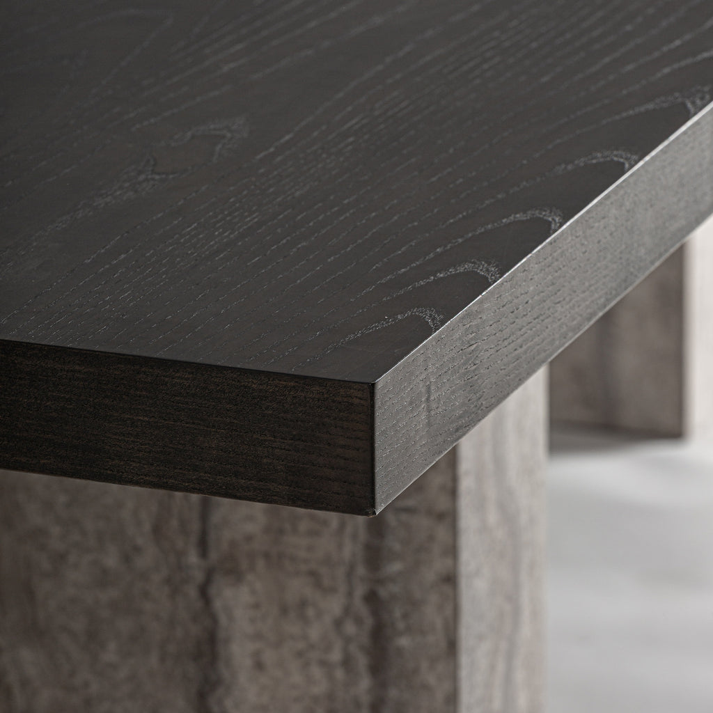 Travertine Grey/Ash Wood Dining Table