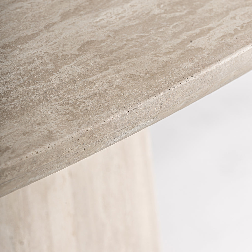 Travertine oval dining table