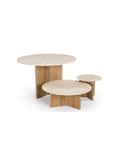 Laden Sie das Bild in den Galerie-Viewer, Mango wood with travertine marble table