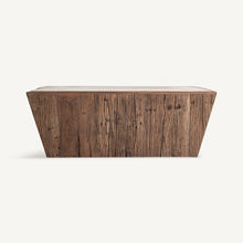 Cargar imagen en el visor de la galería, Square travertine/reclaimed wood coffee table