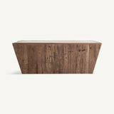 Square travertine/reclaimed wood coffee table