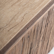 Cargar imagen en el visor de la galería, Square travertine/reclaimed wood coffee table