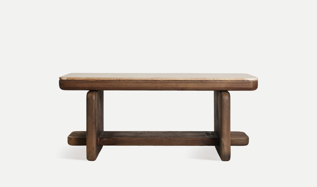 Travertine/Mango Wood Coffee Table