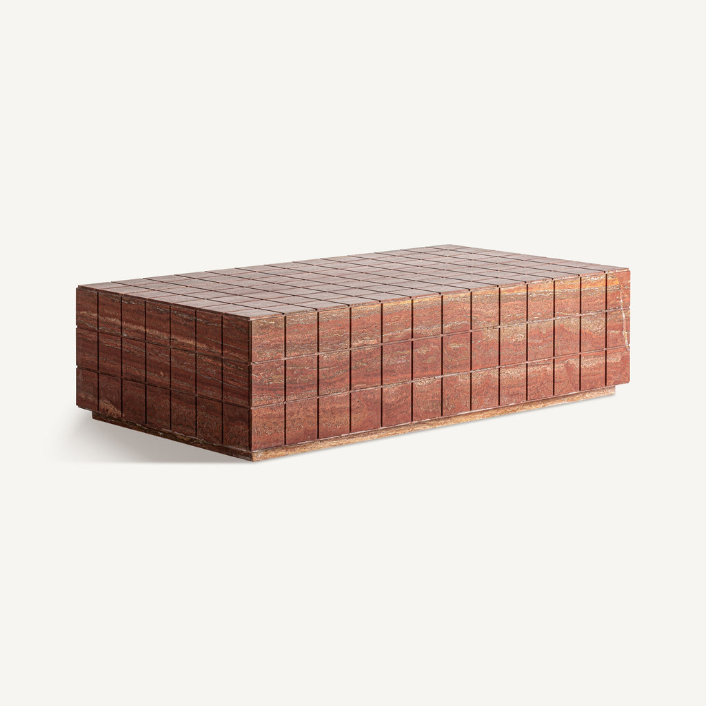 Terracotta travertine tile coffee table