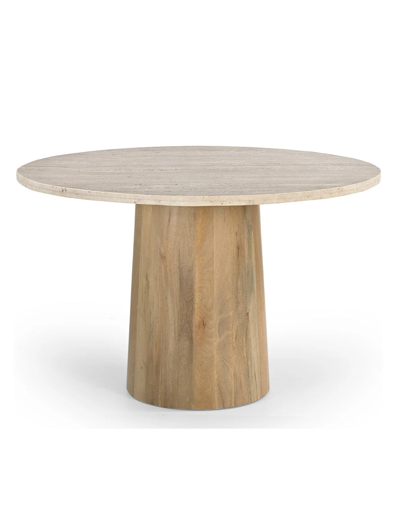 Wood/Travertine Dining Table