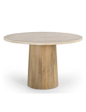 Load image into Gallery viewer, Wood/Travertine Dining Table