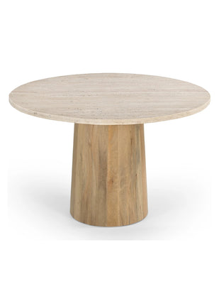 Wood/Travertine Dining Table