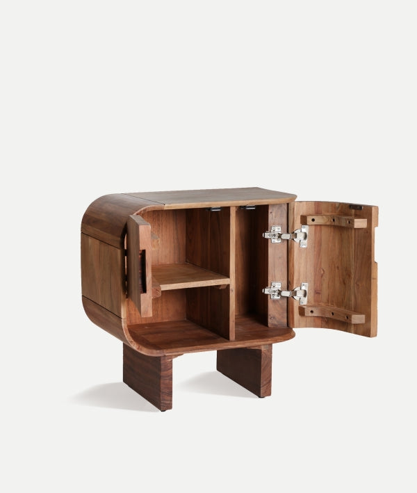 Blesle Brown Acacia Wood & MDF Bedside Table