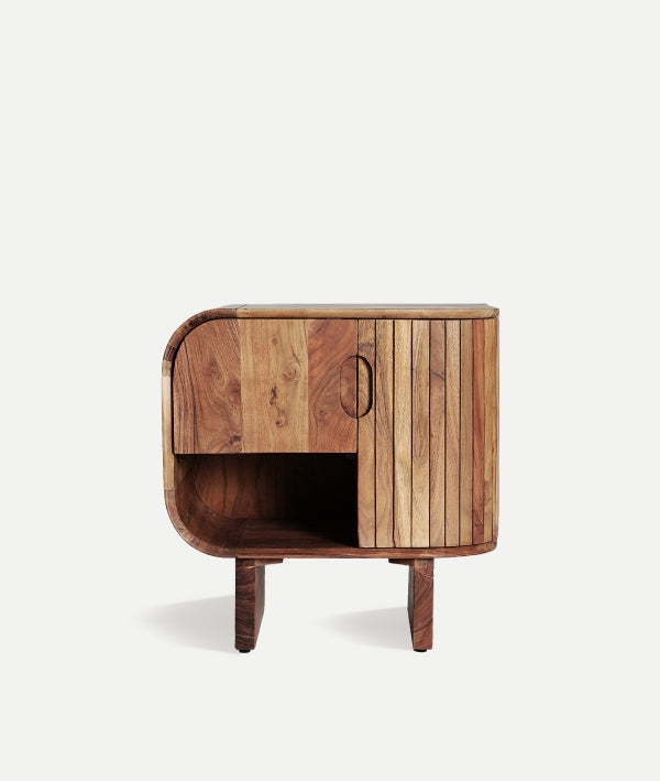 Blesle Brown Acacia Wood & MDF Bedside Table