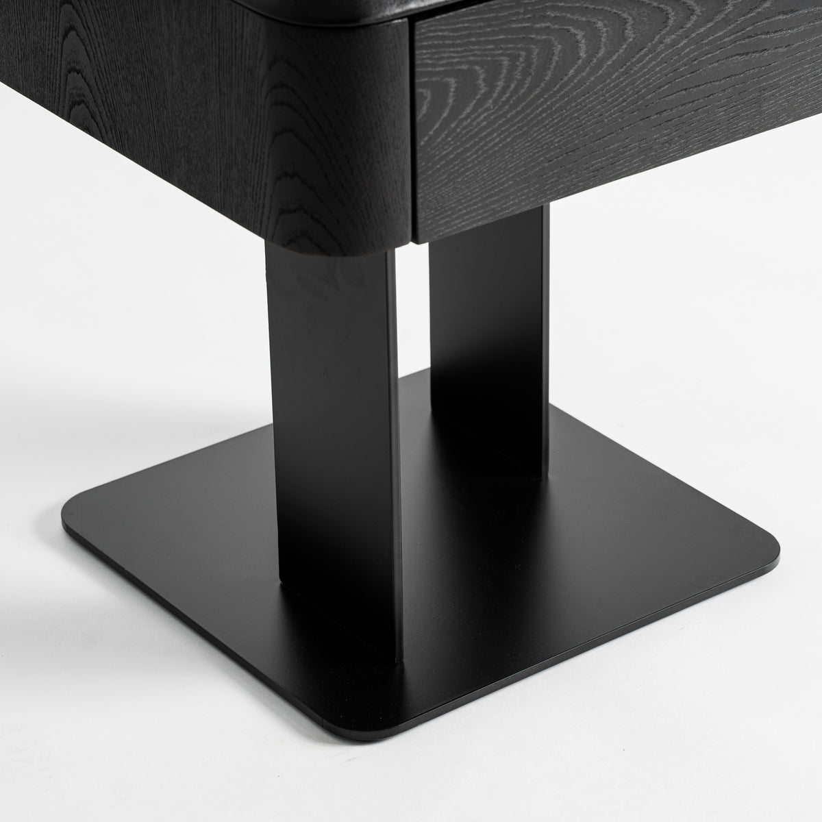 Oak black bed side table