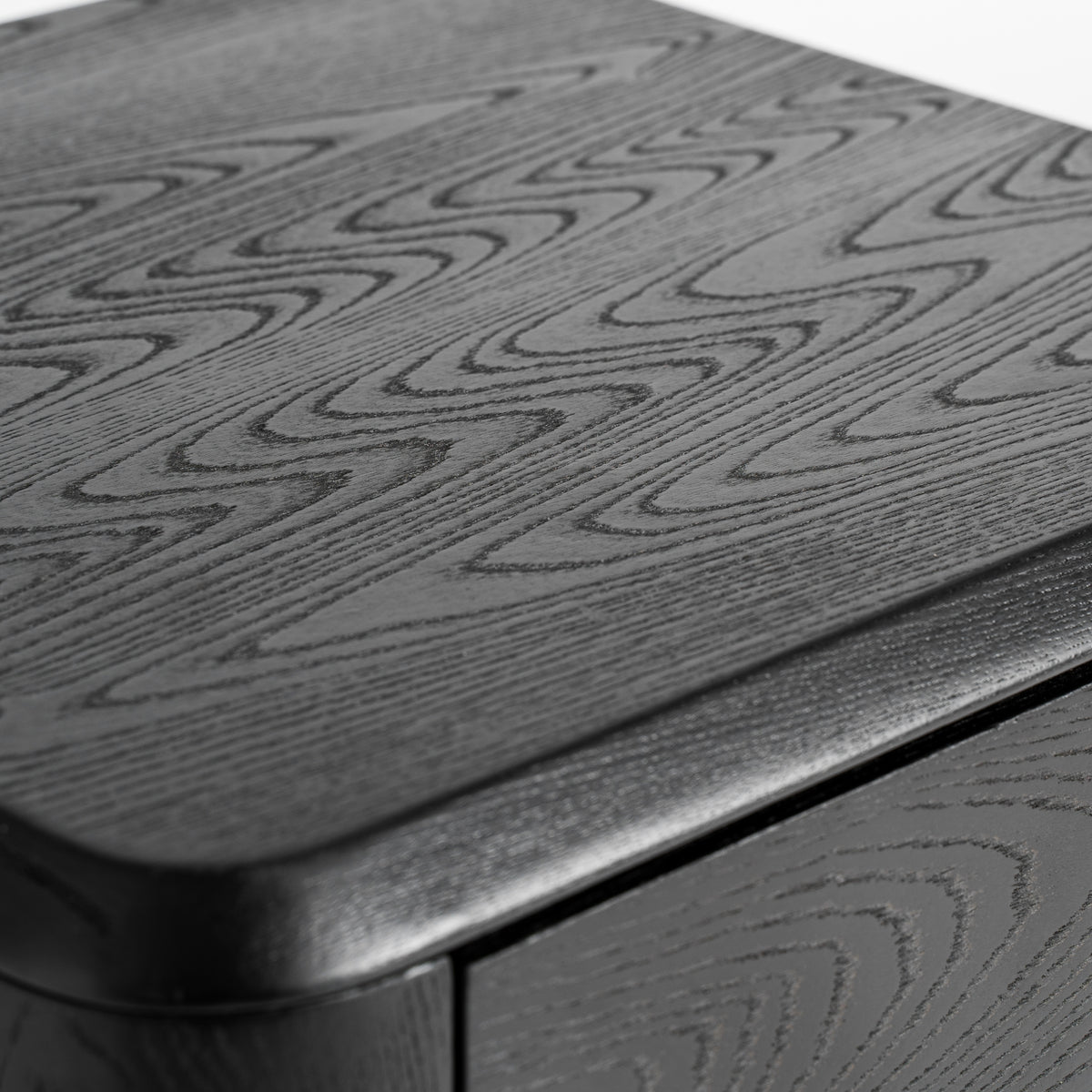 Oak black bed side table