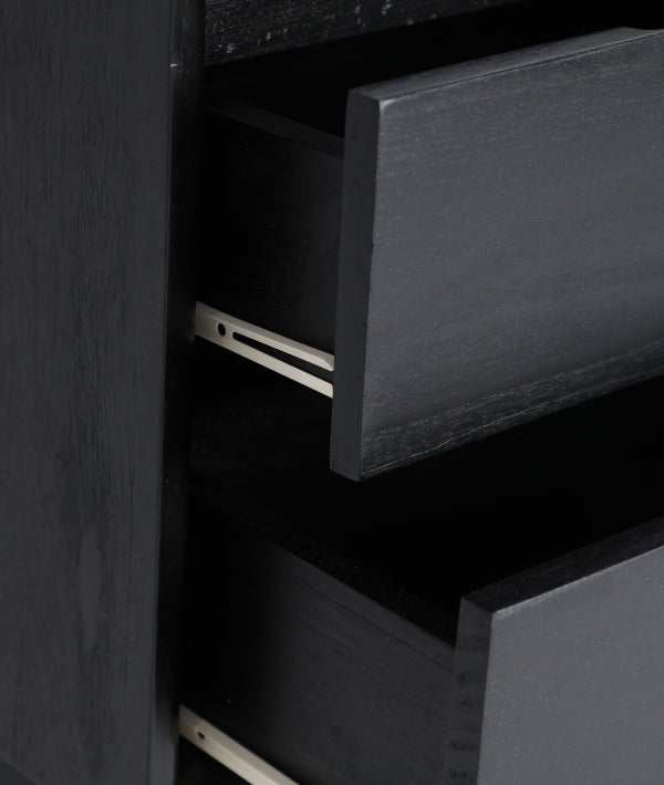 Demmin Black Mindi Wood Bedside Table
