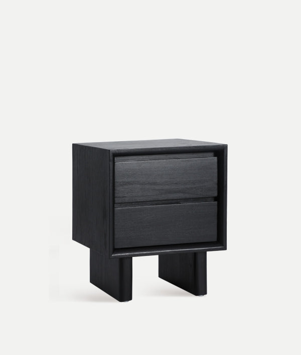 Demmin Black Mindi Wood Bedside Table