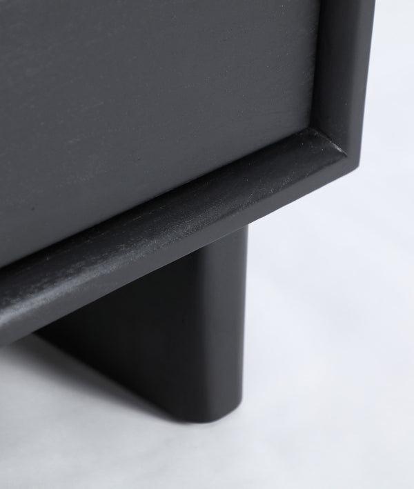 Demmin Black Mindi Wood Bedside Table