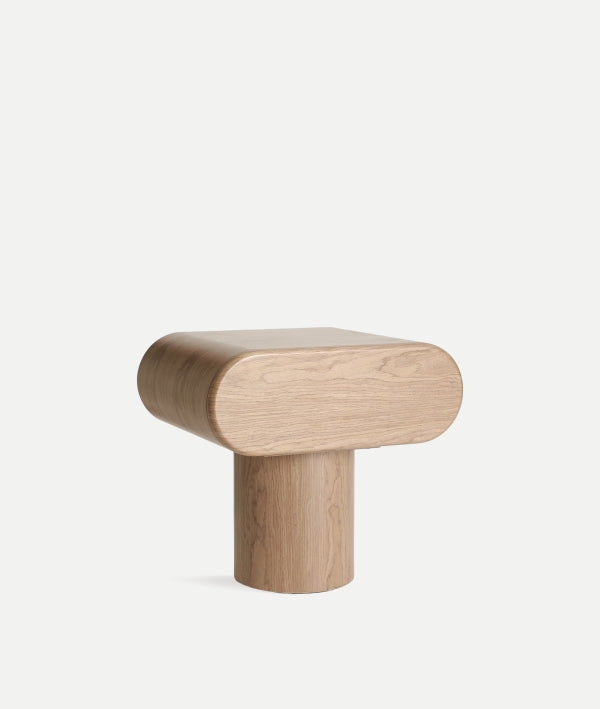 Luzeret Beige Wood Bedside Table