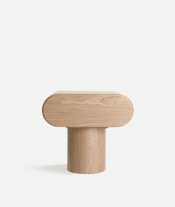 Luzeret Beige Wood Bedside Table