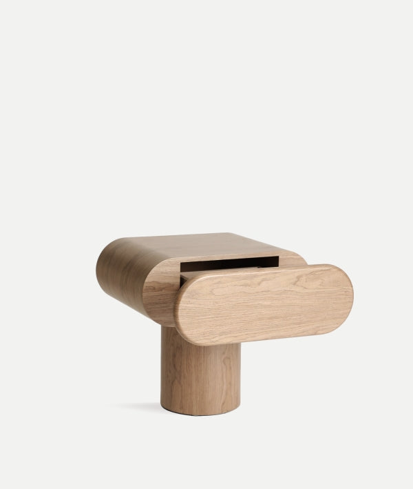 Luzeret Beige Wood Bedside Table