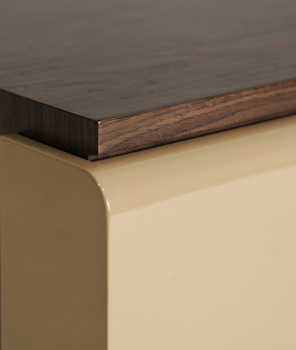 Parnac Khaki Wood Bedside Table