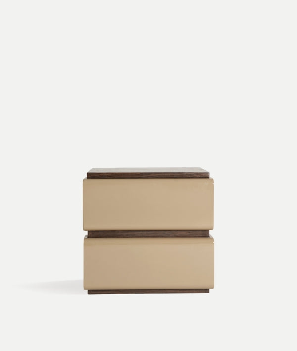 Parnac Khaki Wood Bedside Table