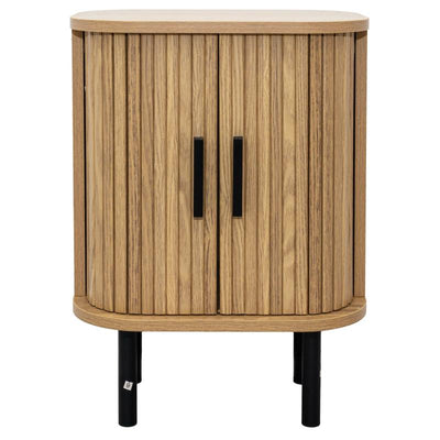 Bedside table in slatted MDF