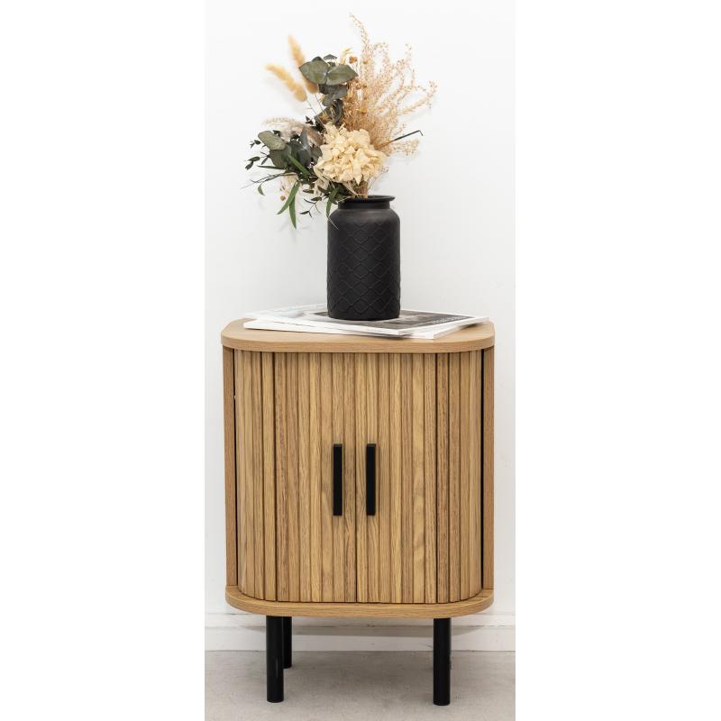 Bedside table in slatted MDF