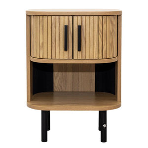 Bedside table in slatted MDF