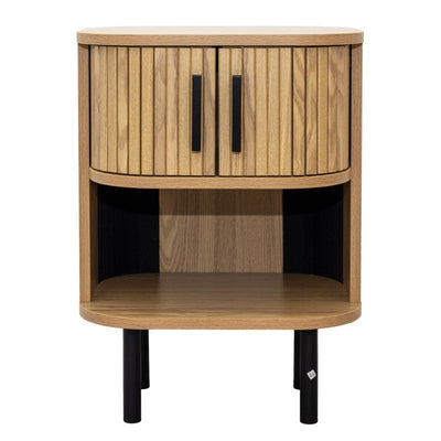 Bedside table in slatted MDF