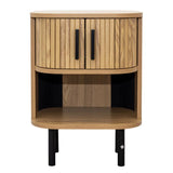Bedside table in slatted MDF