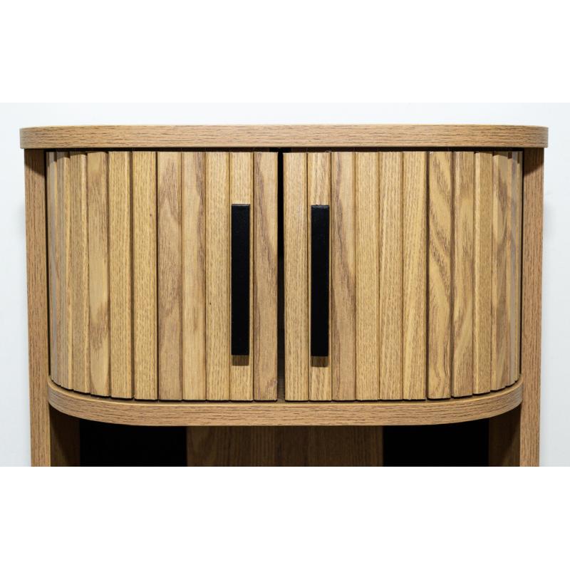 Bedside table in slatted MDF