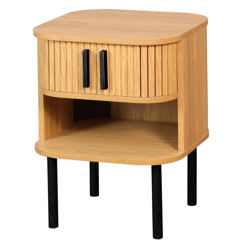 Bedside table in slatted MDF