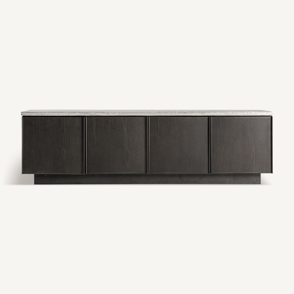 Travertine grey/ash wood TV stand