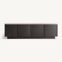 Carica l'immagine nel visualizzatore di Gallery, Travertine grey/ash wood TV stand