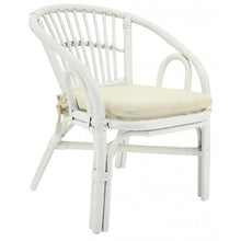 Charger l&#39;image dans la galerie, White lacquered rattan children&#39;s chair