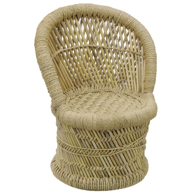 Children's reed armchair and stool