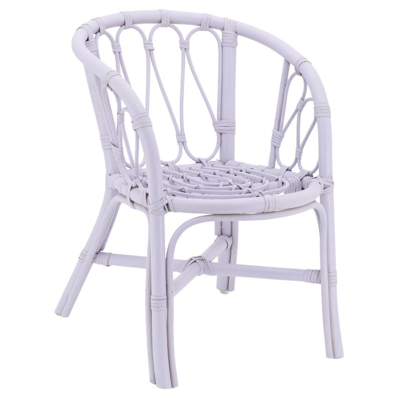 Rattan kids chair in pale purple color
