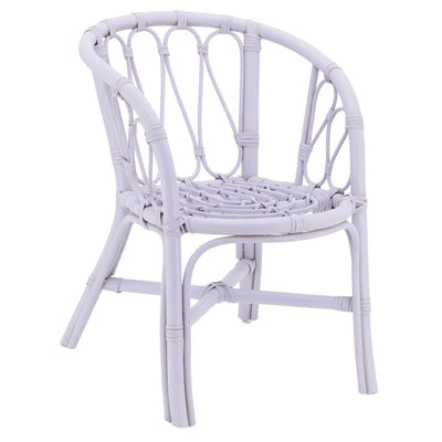 Rattan kids chair in pale purple color