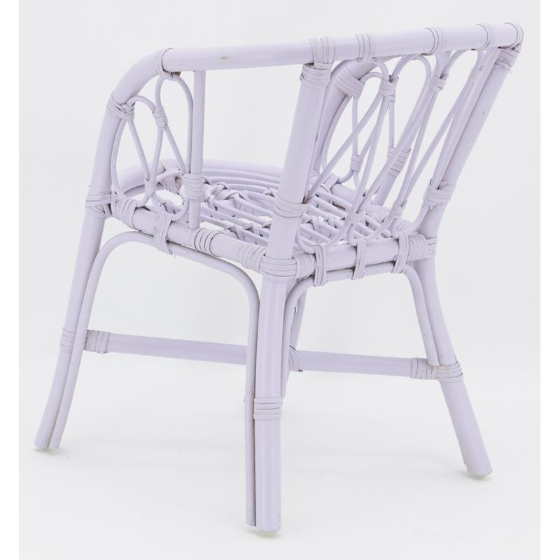 Rattan kids chair in pale purple color