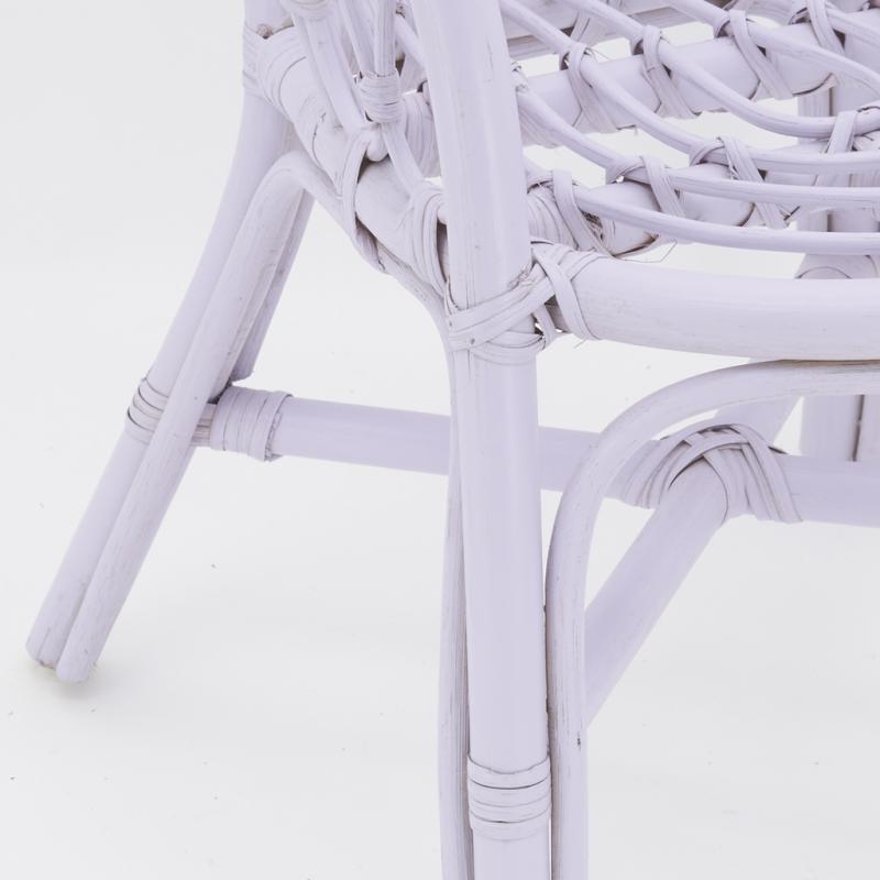 Rattan kids chair in pale purple color